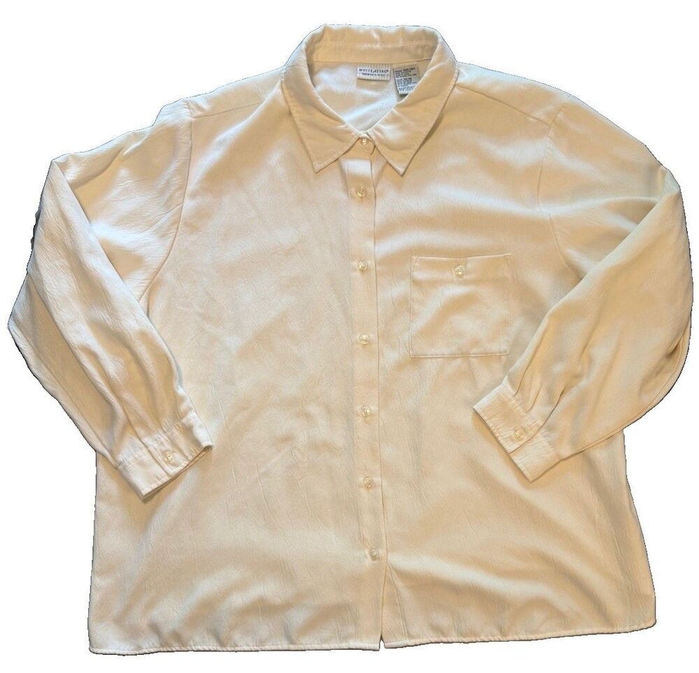 White Stag Shirt Womens 3XL Ivory Cream Button Front Long Sleeve Blouse